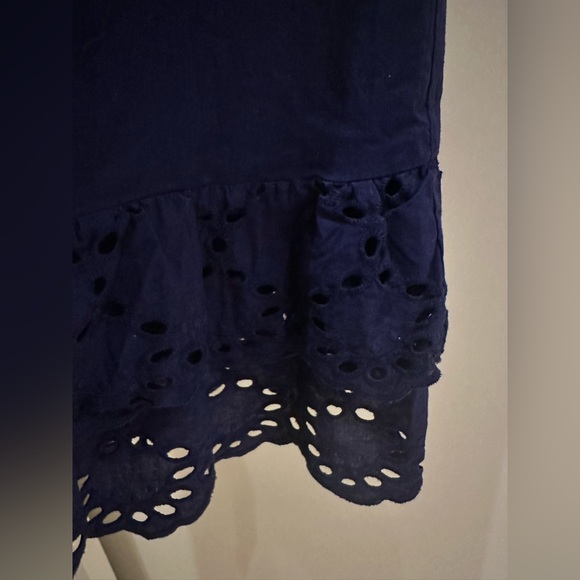 Size 6 NAVY ONE SHOULDER DRESS WITH RUFFLES. - Picture 2 of 5